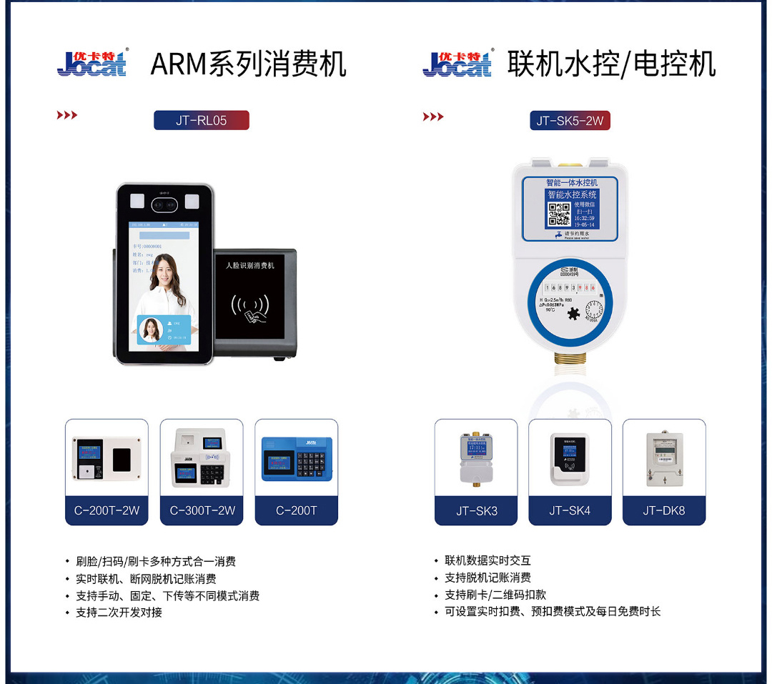 ARM人臉消費(fèi)機(jī)，水控/電控機(jī)